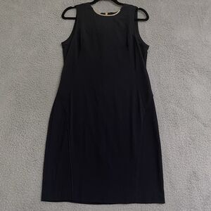 Michael Kors Navy Sleeveless Shift Dress Gold Zipper and gold collar Accent NWT